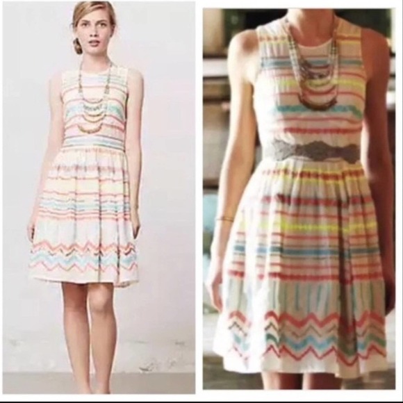 Plenty by Tracy Reese Neon & Cream Fit & Flare Dress size 2 & 8 - Picture 1 of 16